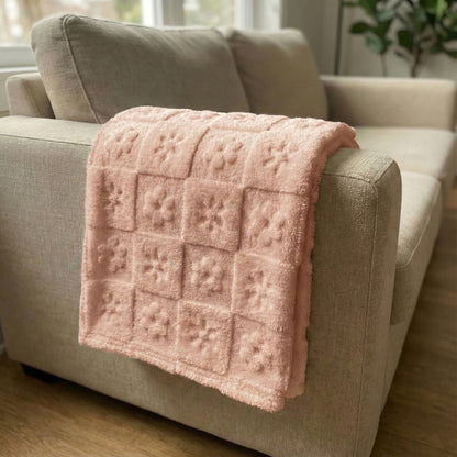 50x60 | Jacquard Fleece Throw Blanket | Pink | Soft and Breathable | Modern