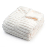 50x60 | Jacquard Fleece Throw Blanket | Cream | Soft and Breathable | Modern