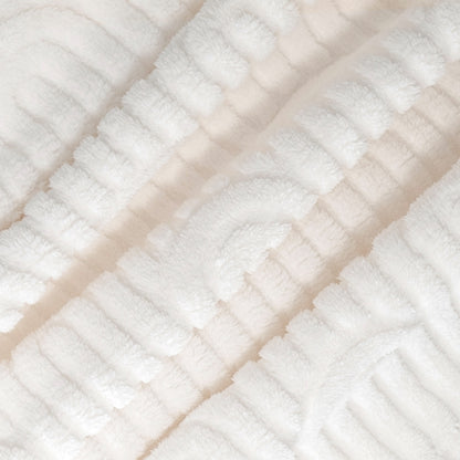 50x60 | Jacquard Fleece Throw Blanket | Cream | Soft and Breathable | Modern