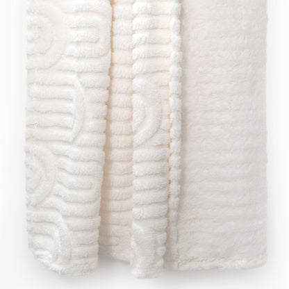 50x60 | Jacquard Fleece Throw Blanket | Cream | Soft and Breathable | Modern
