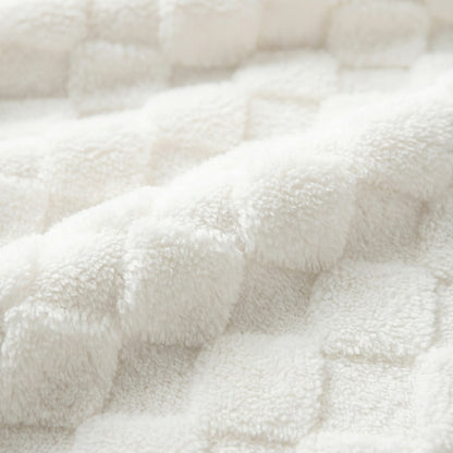 60x80 | Jacquard Fleece Throw Blanket | Cream | Soft and Breathable | Modern