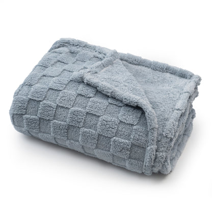 60x80 | Jacquard Fleece Throw Blanket | Gray | Soft and Breathable | Modern