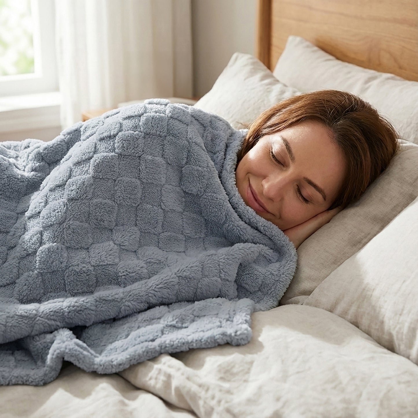 60x80 | Jacquard Fleece Throw Blanket | Gray | Soft and Breathable | Modern