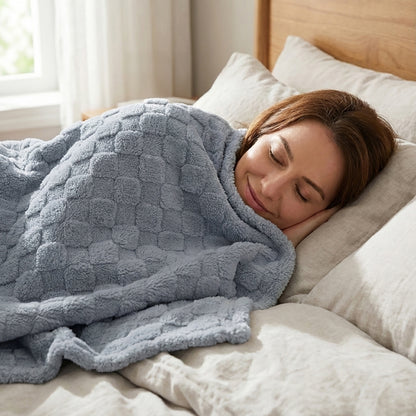 60x80 | Jacquard Fleece Throw Blanket | Gray | Soft and Breathable | Modern