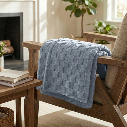 60x80 | Jacquard Fleece Throw Blanket | Gray | Soft and Breathable | Modern