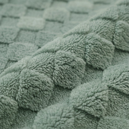 60x80 | Jacquard Fleece Throw Blanket | Green | Soft and Breathable | Modern