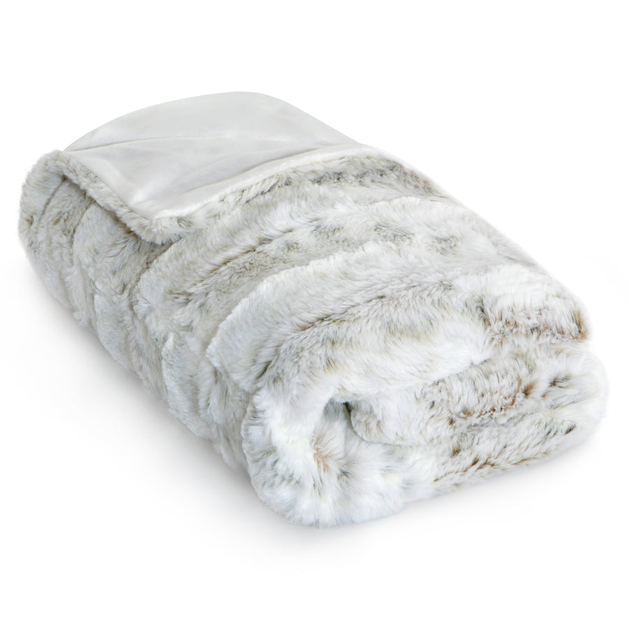 Roll of white fur blanket on a white background #flat