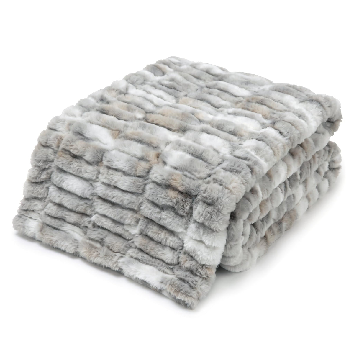 Americanflat 50x60 Rouched Faux Fur Throw Blanket - Soft and Breathable Throw Blanket for Couch, Bed, Chair - Rabbit Faux Fur Blankets Perfect for Home, Bedroom, or Outdoor Use