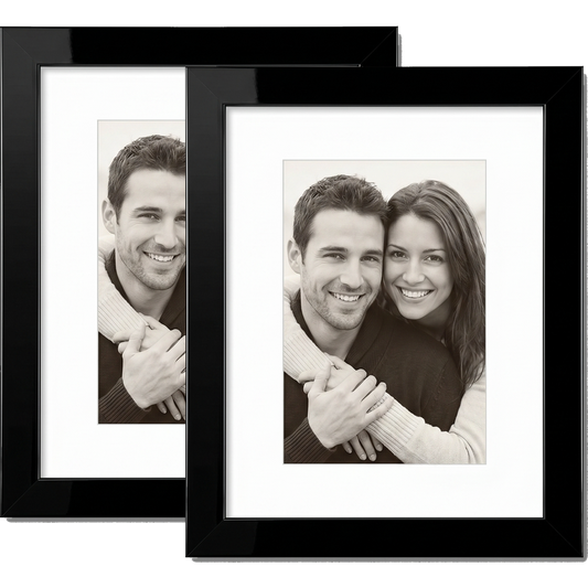 Galleria Matted Plastic Picture Frame Black