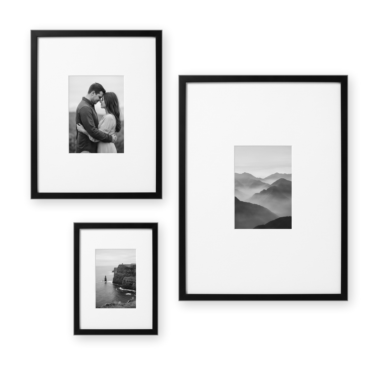 Black | Gallery Wall Frames Set of 3 | Collage | Matted Design – Americanflat