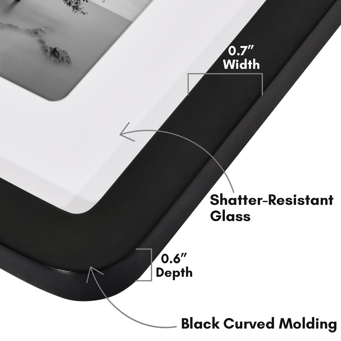Americanflat Picture Frame with Round Corner CCF0810BLK57