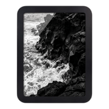 Black 12x16 Mod frame with no mat, waves breaking against dark rocks 