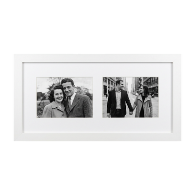 Signature Matted Engineered Wood Collage Frame — 7x16 with 5x7 mat / White / 2 Opening