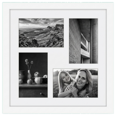 Signature Matted Engineered Wood Collage Frame — 12x12 with 4x6 mat / White / 4 Opening