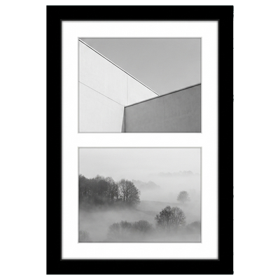 Signature Matted Engineered Wood Collage Frame — 12x18 with 8x10 mat / Black / 2 Opening