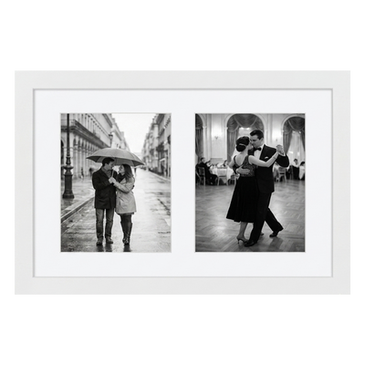 Signature Matted Engineered Wood Collage Frame — 12x18 with 8x10 mat / White / 2 Opening