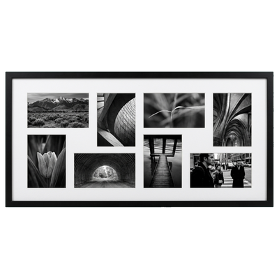 Signature Matted Engineered Wood Collage Frame — 12x22 with 4x6 mat / Black / 8 Opening