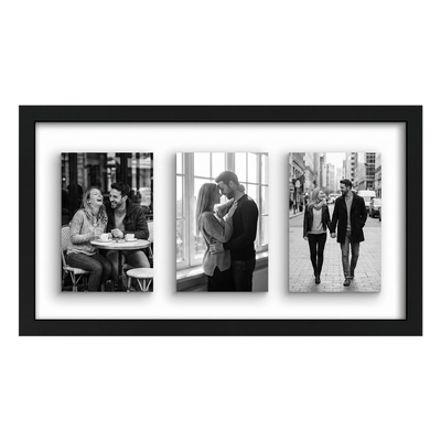 Signature Float Matted Collage Frame — Black / 9x17