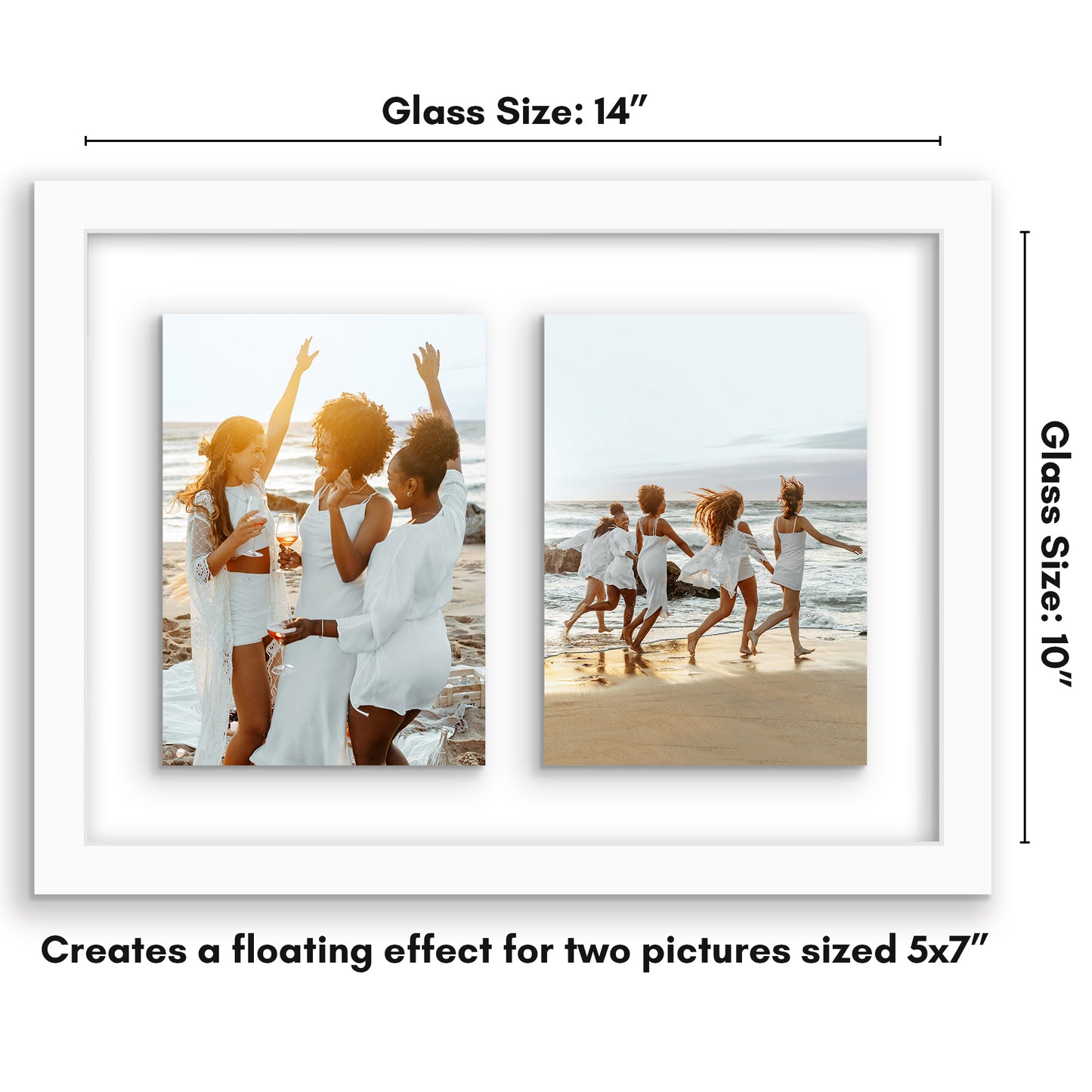 Collage Frame CFF1014WHT257 Floating Effect with mat - Americanflat