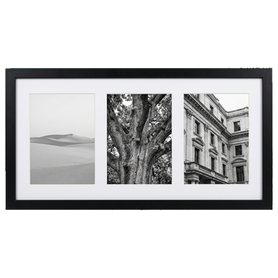 Signature Matted Engineered Wood Collage Frame — 10x20 with 5x7 mat / Black / 3 Opening · Floating