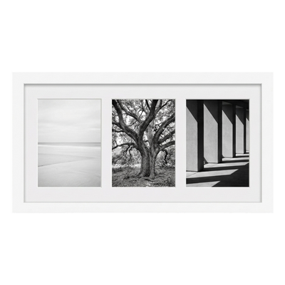 Signature Matted Engineered Wood Collage Frame — 10x20 with 5x7 mat / White / 3 Opening · Floating
