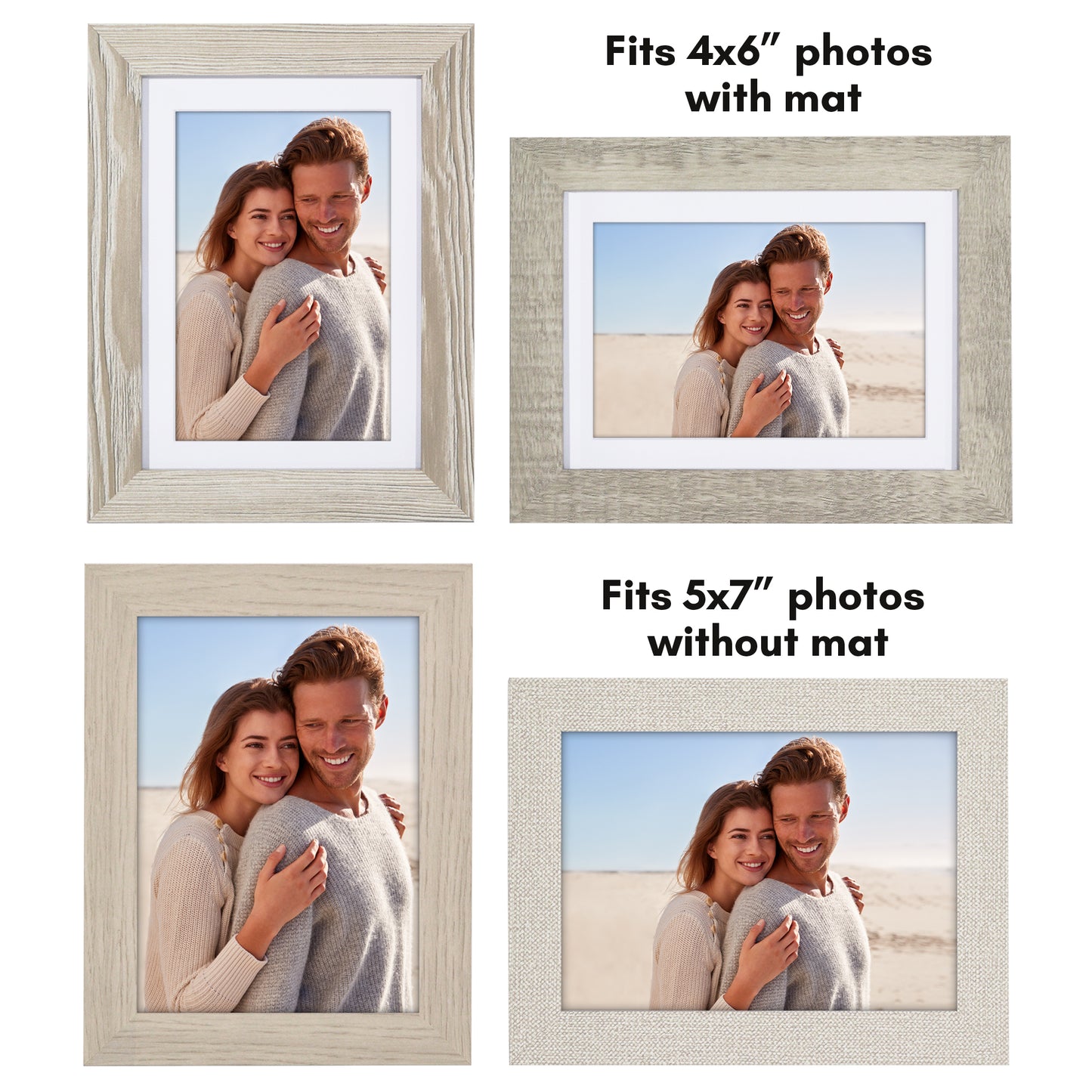 Collage Picture Frame | Set of 4 | Shatter-Resistant | With Mat | Multi-Wood Finish - Americanflat