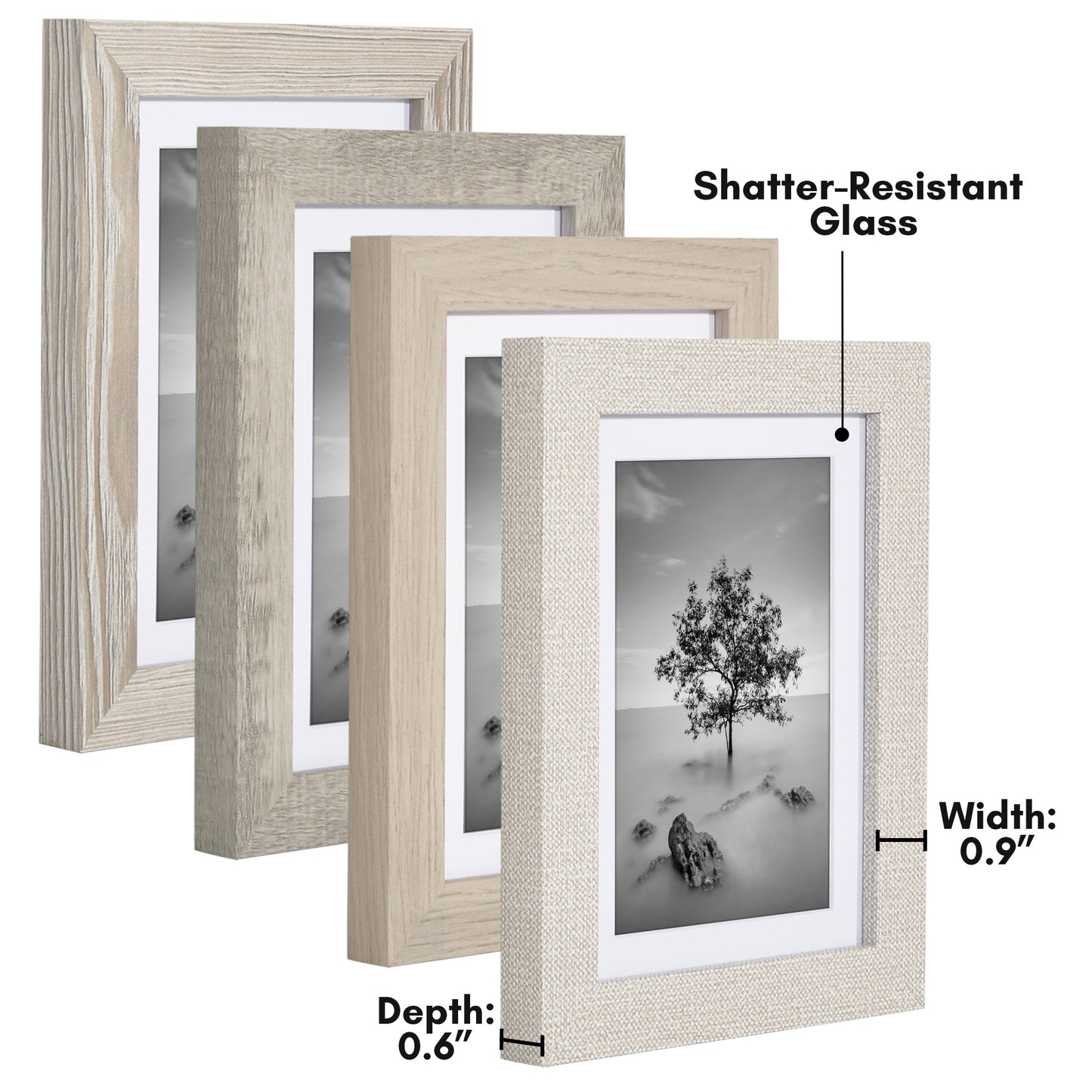Collage Picture Frame | Set of 4 | Shatter-Resistant | With Mat | Multi-Wood Finish - Americanflat