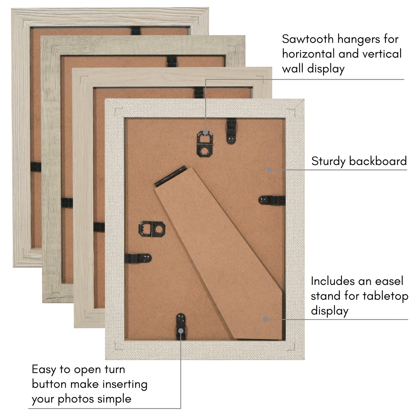Collage Picture Frame | Set of 4 | Shatter-Resistant | With Mat | Multi-Wood Finish - Americanflat