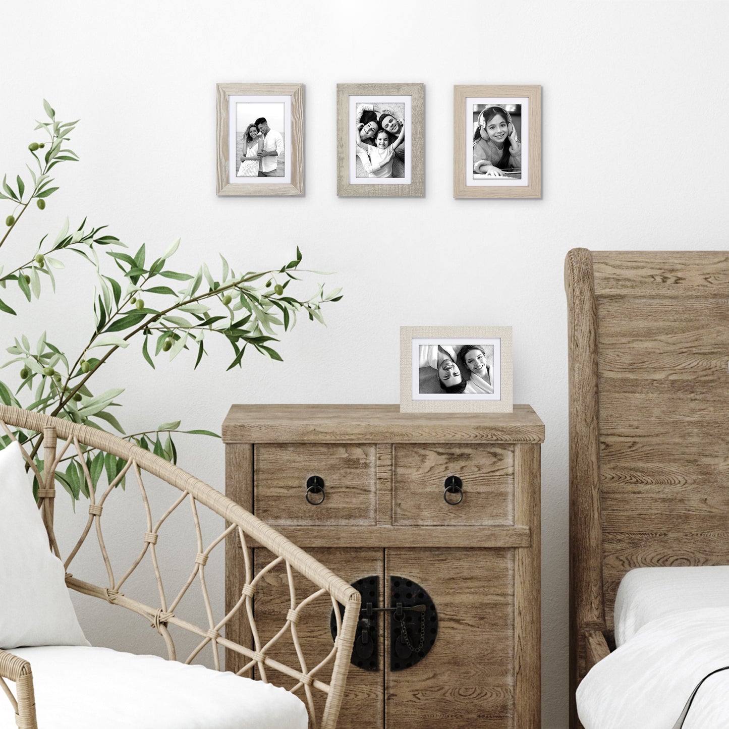 Collage Picture Frame | Set of 4 | Shatter-Resistant | With Mat | Multi-Wood Finish - Americanflat