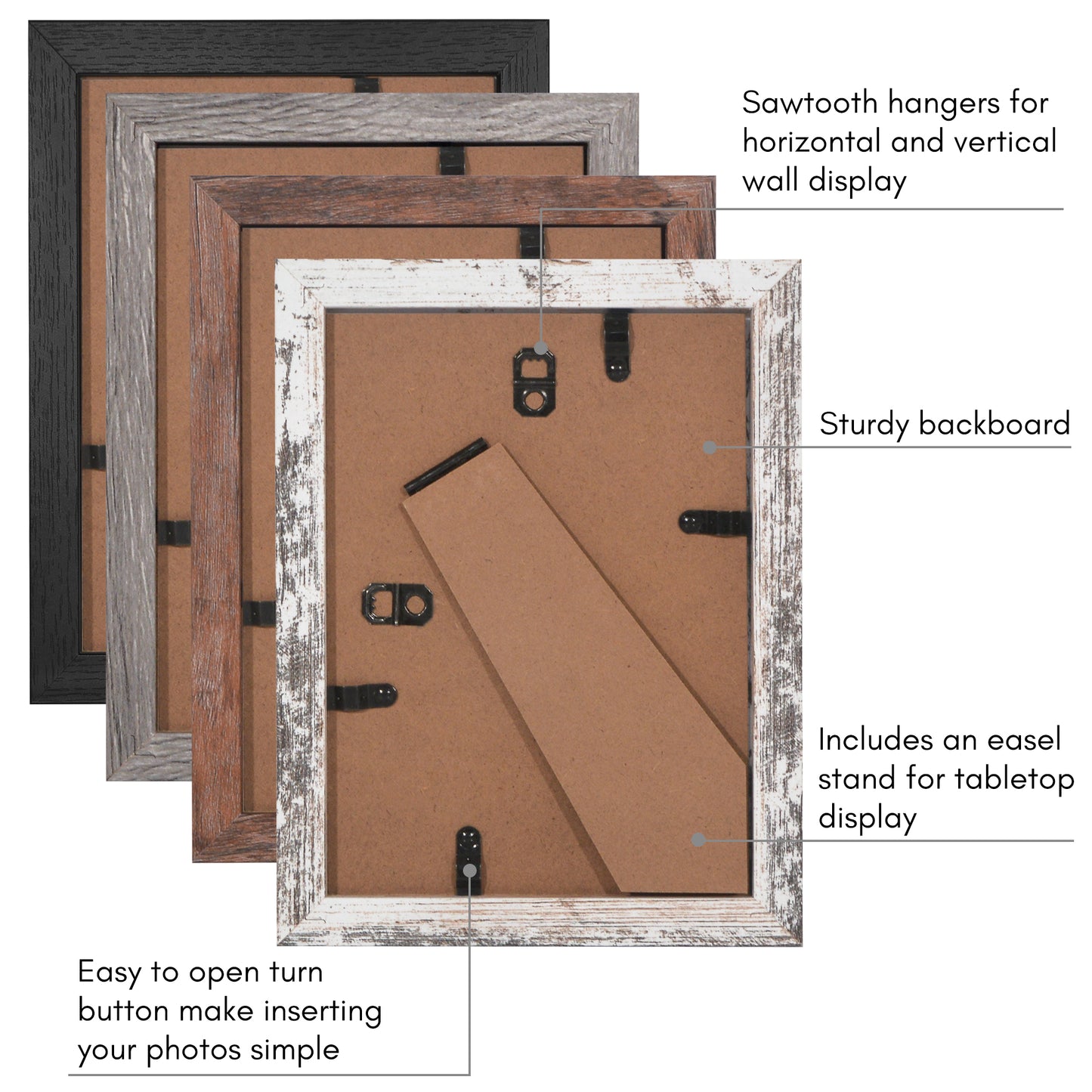 Collage Picture Frame | Set of 4 | Shatter-Resistant | With Mat | Multi-Wood Finish - Americanflat