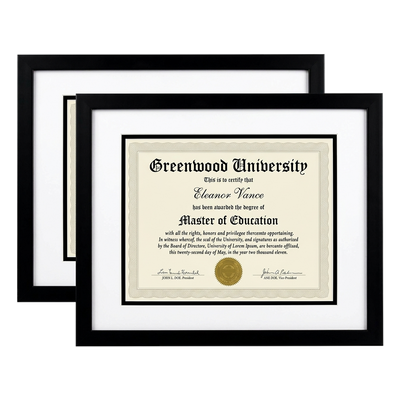 Legacy Matted Document Frame — 8.5x11 / Black / 2 Pack