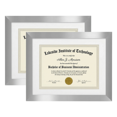 Legacy Matted Document Frame — 8.5x11 / Polished Nickel / 2 Pack