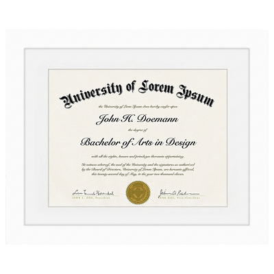 Legacy Matted Document Frame — 8x11 / White with White Mat / 1 Pack