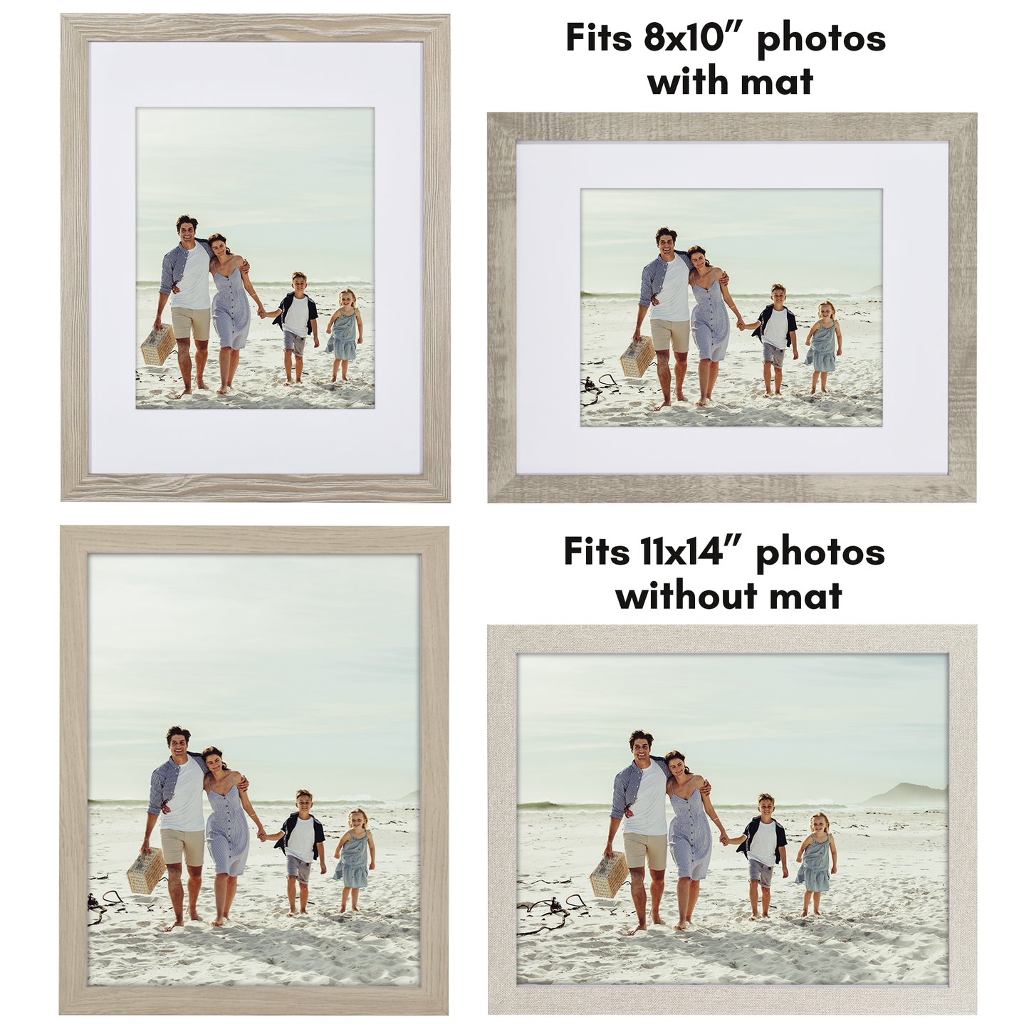 Collage Picture Frame | Set of 4 | Shatter-Resistant | With Mat | Multi-Wood Finish - Americanflat