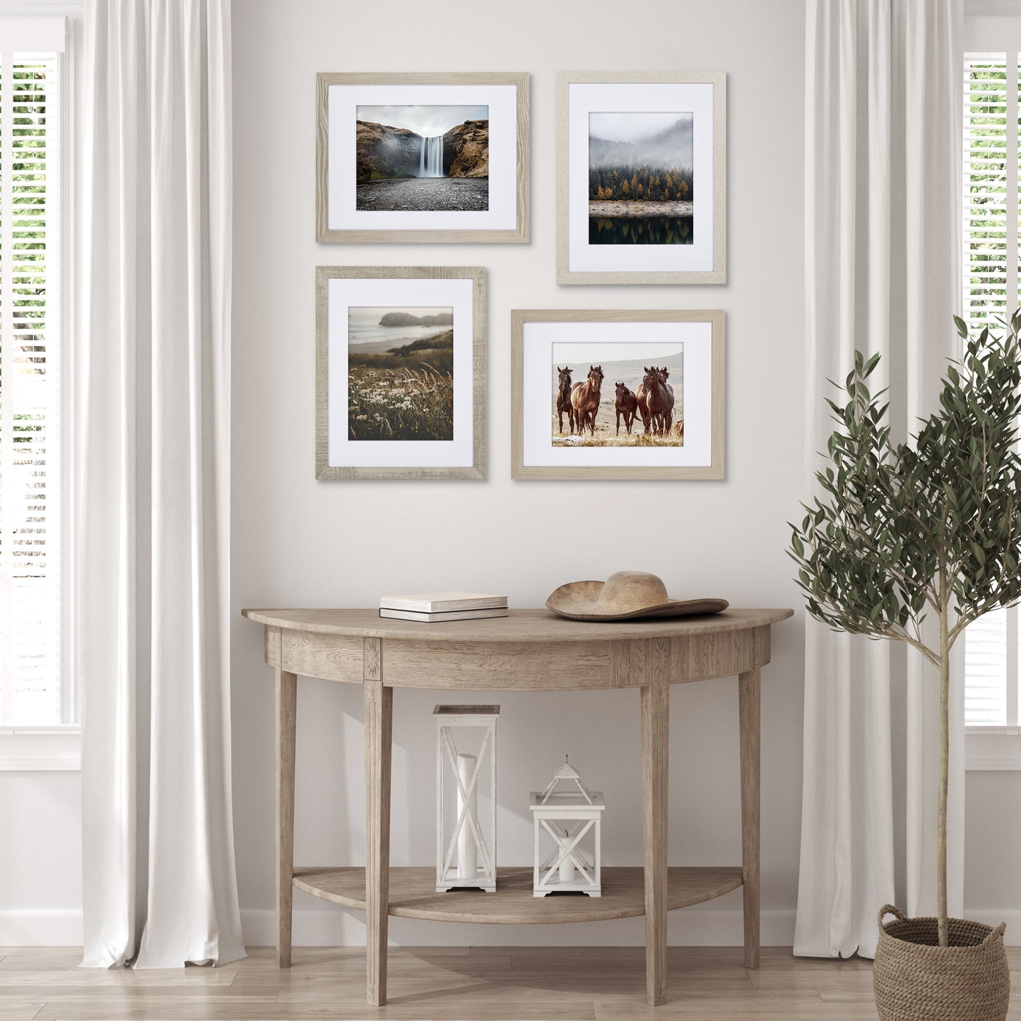 Collage Picture Frame | Set of 4 | Shatter-Resistant | With Mat | Multi-Wood Finish - Americanflat