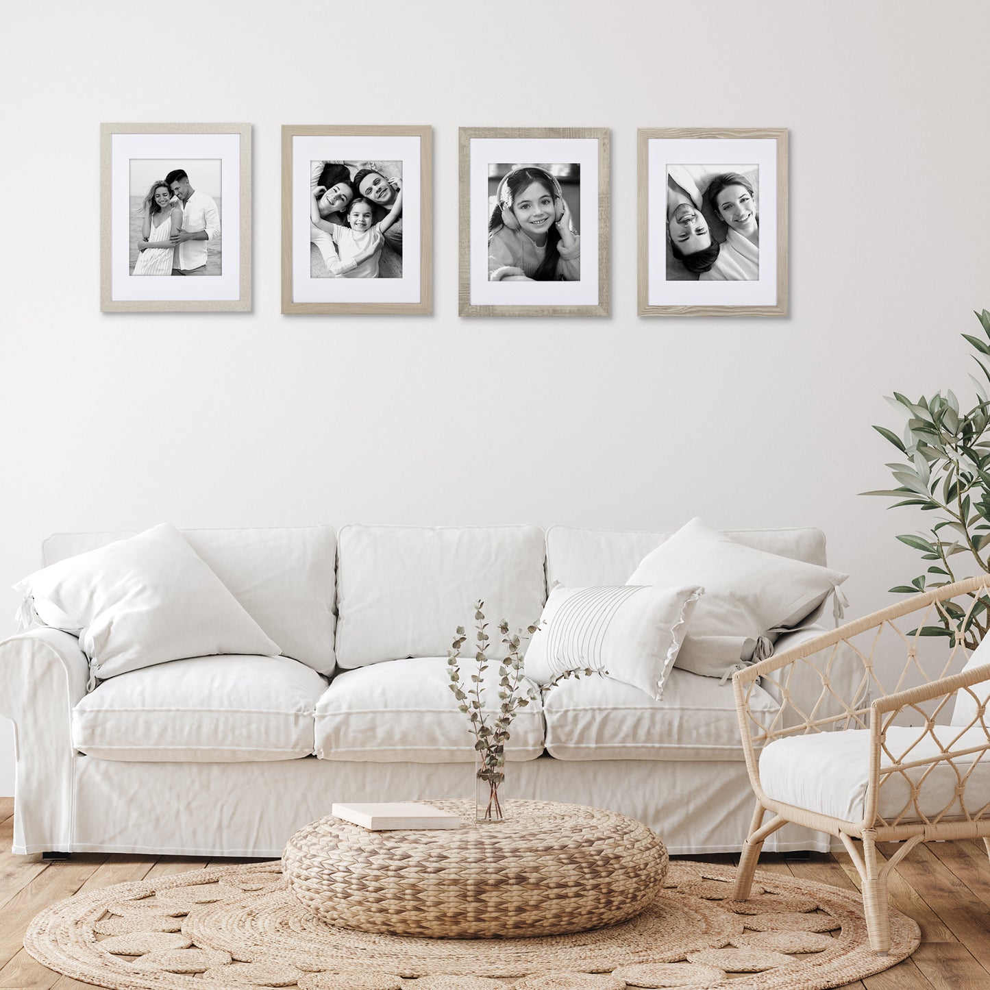 Collage Picture Frame | Set of 4 | Shatter-Resistant | With Mat | Multi-Wood Finish - Americanflat