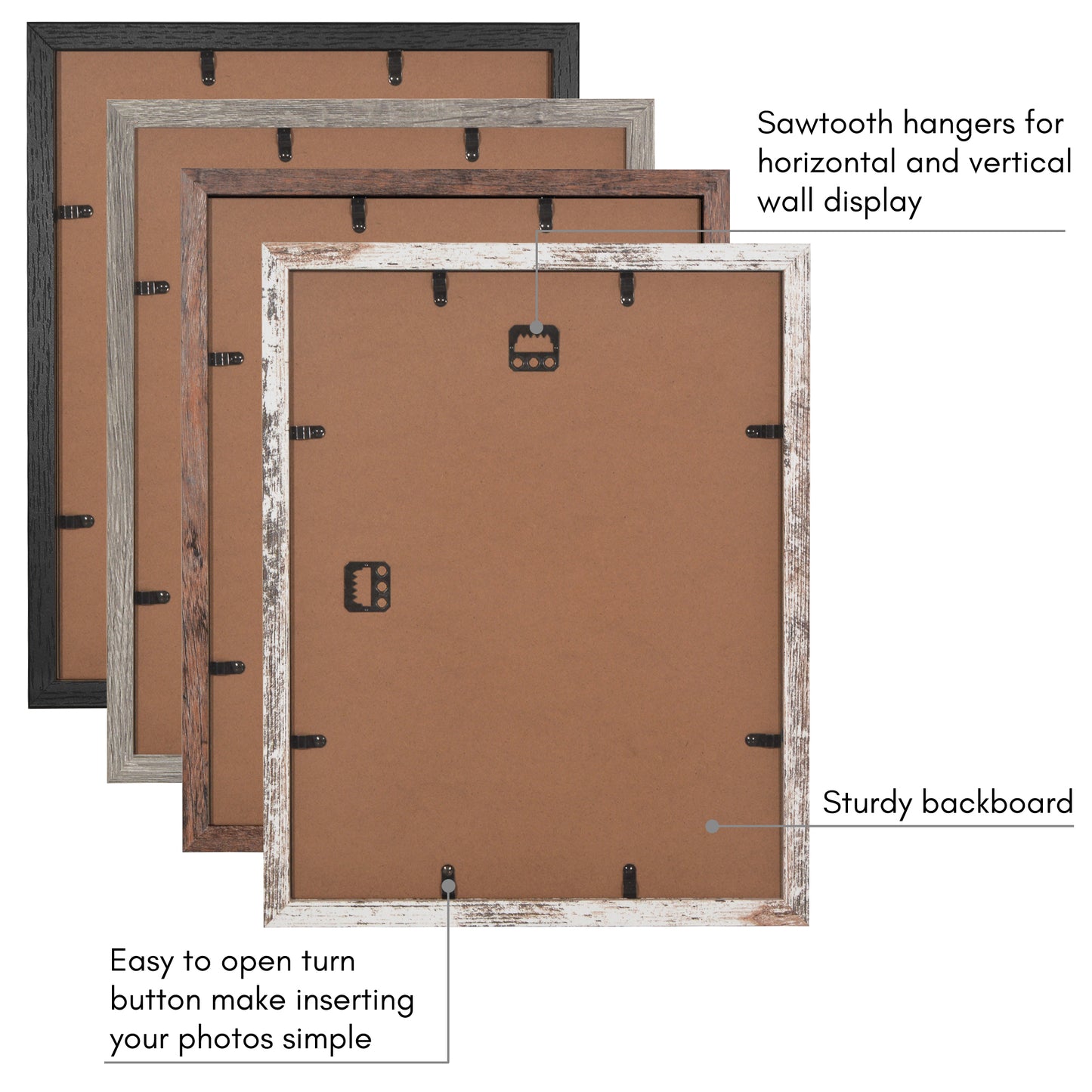 Collage Picture Frame | Set of 4 | Shatter-Resistant | With Mat | Multi-Wood Finish - Americanflat