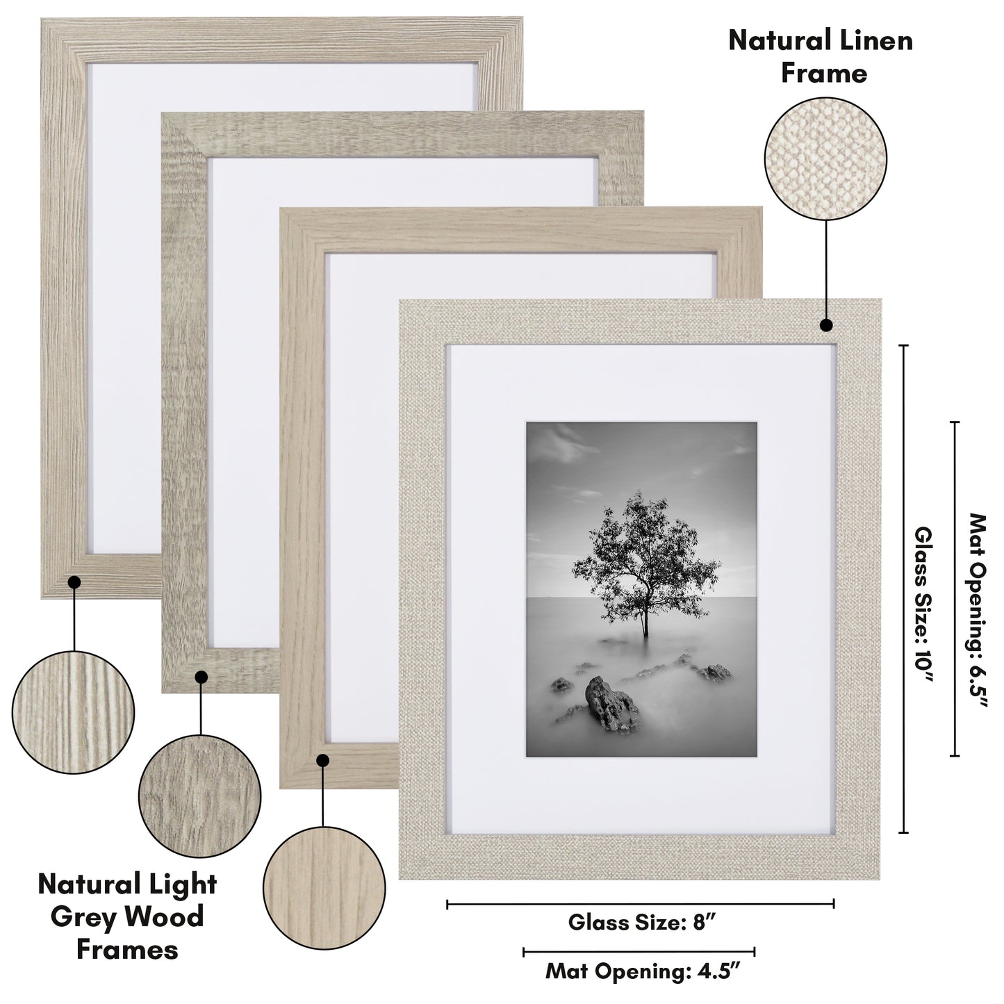 Collage Picture Frame | Set of 4 | Shatter-Resistant | With Mat | Multi-Wood Finish - Americanflat