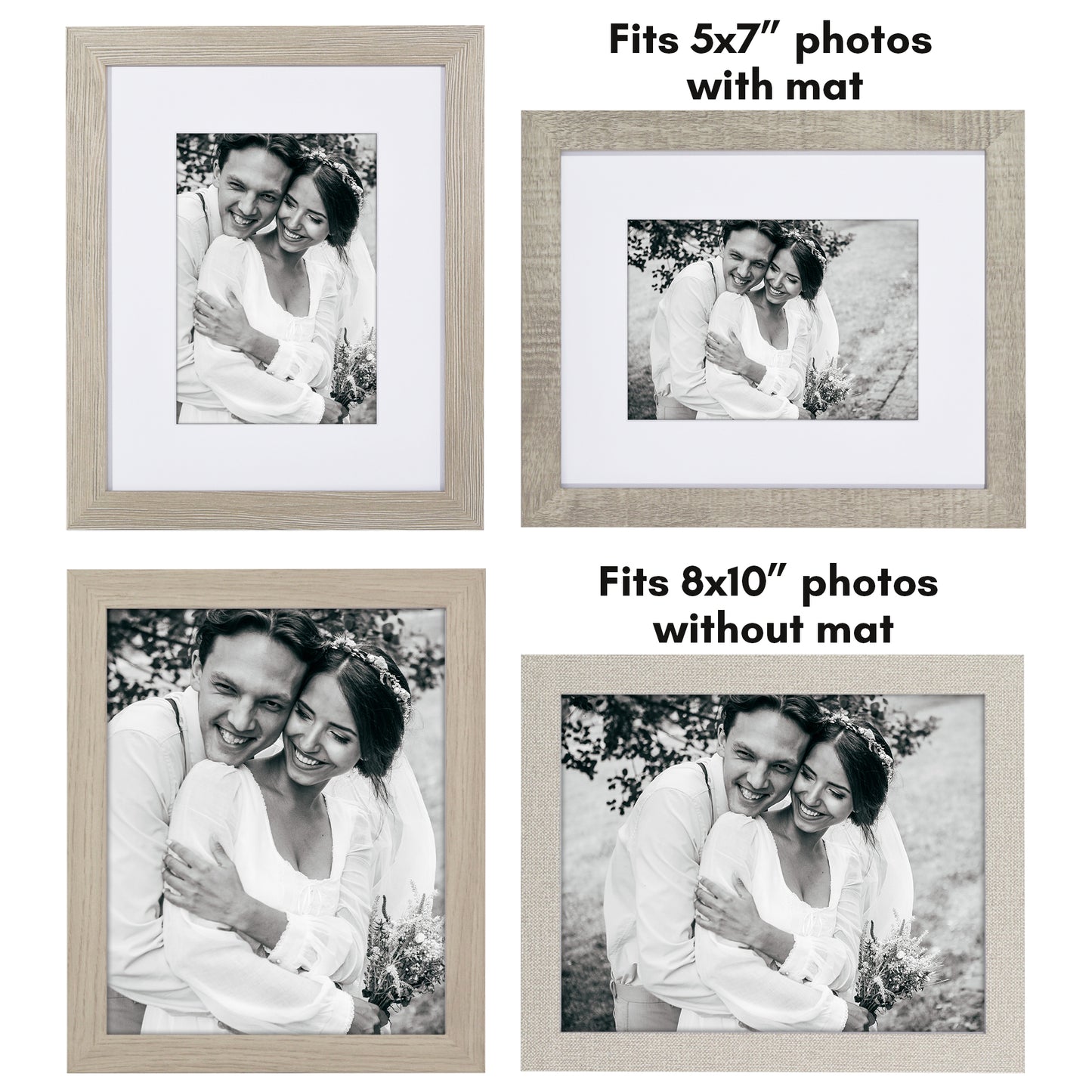 Collage Picture Frame | Set of 4 | Shatter-Resistant | With Mat | Multi-Wood Finish - Americanflat