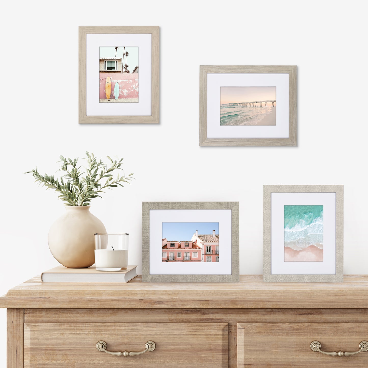 Collage Picture Frame | Set of 4 | Shatter-Resistant | With Mat | Multi-Wood Finish - Americanflat