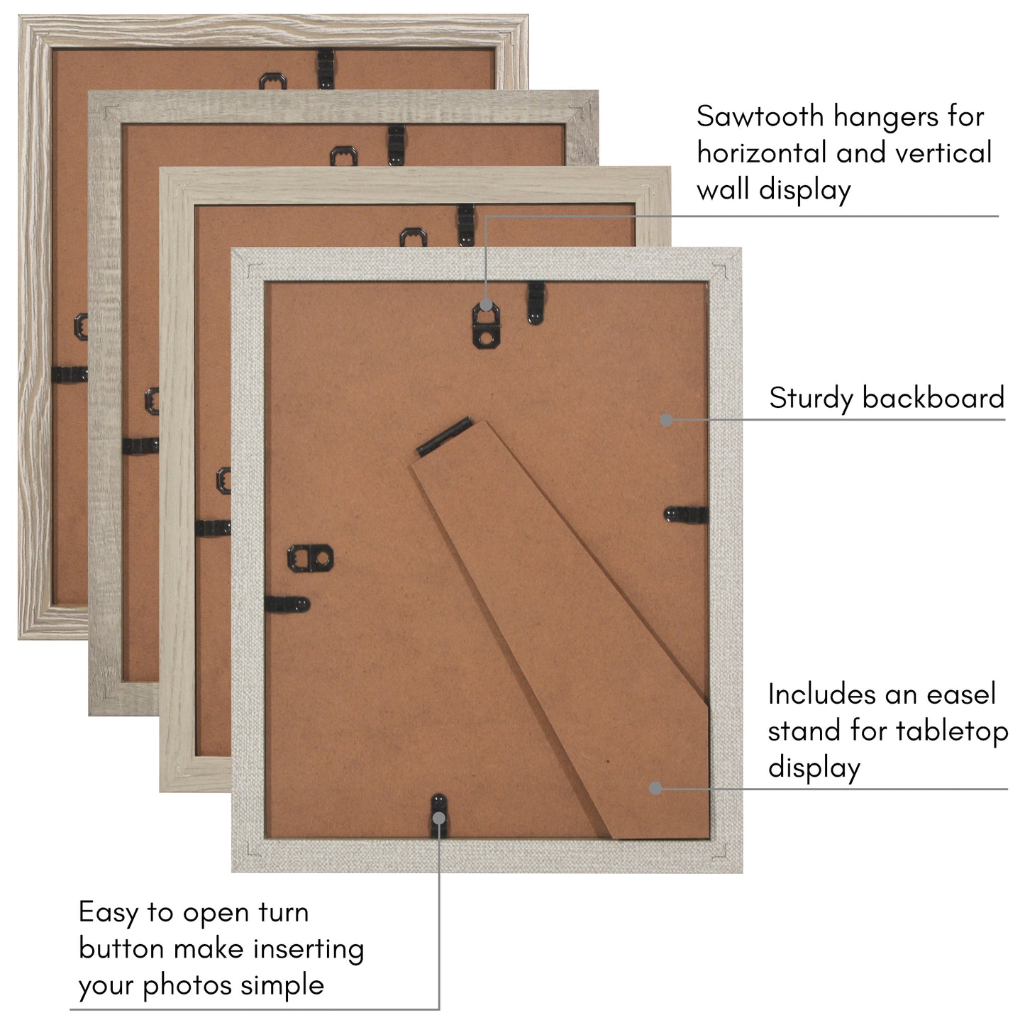 Collage Picture Frame | Set of 4 | Shatter-Resistant | With Mat | Multi-Wood Finish - Americanflat