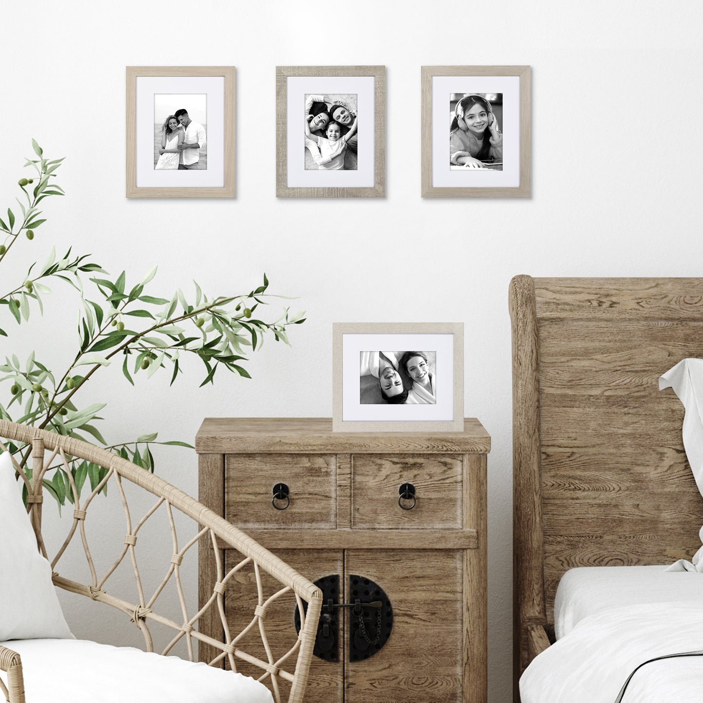 Collage Picture Frame | Set of 4 | Shatter-Resistant | With Mat | Multi-Wood Finish - Americanflat