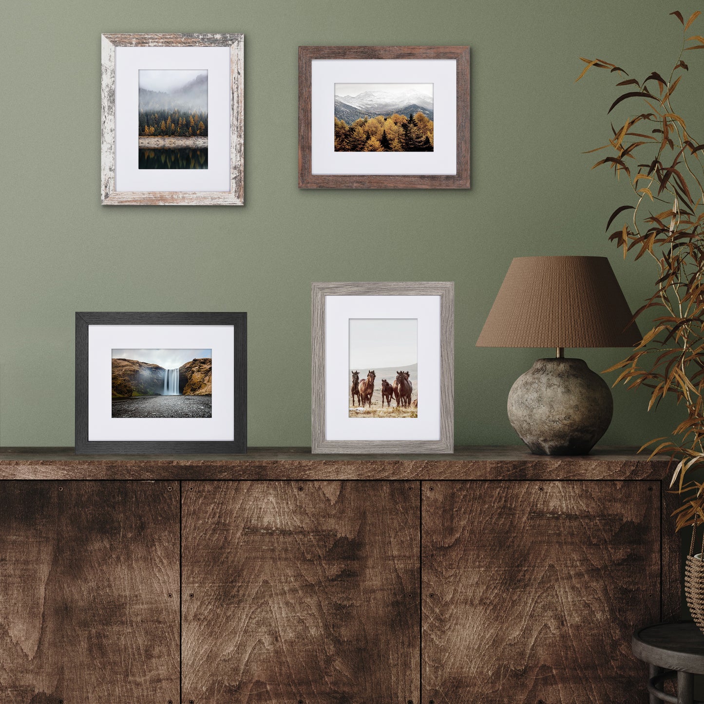 Collage Picture Frame | Set of 4 | Shatter-Resistant | With Mat | Multi-Wood Finish - Americanflat