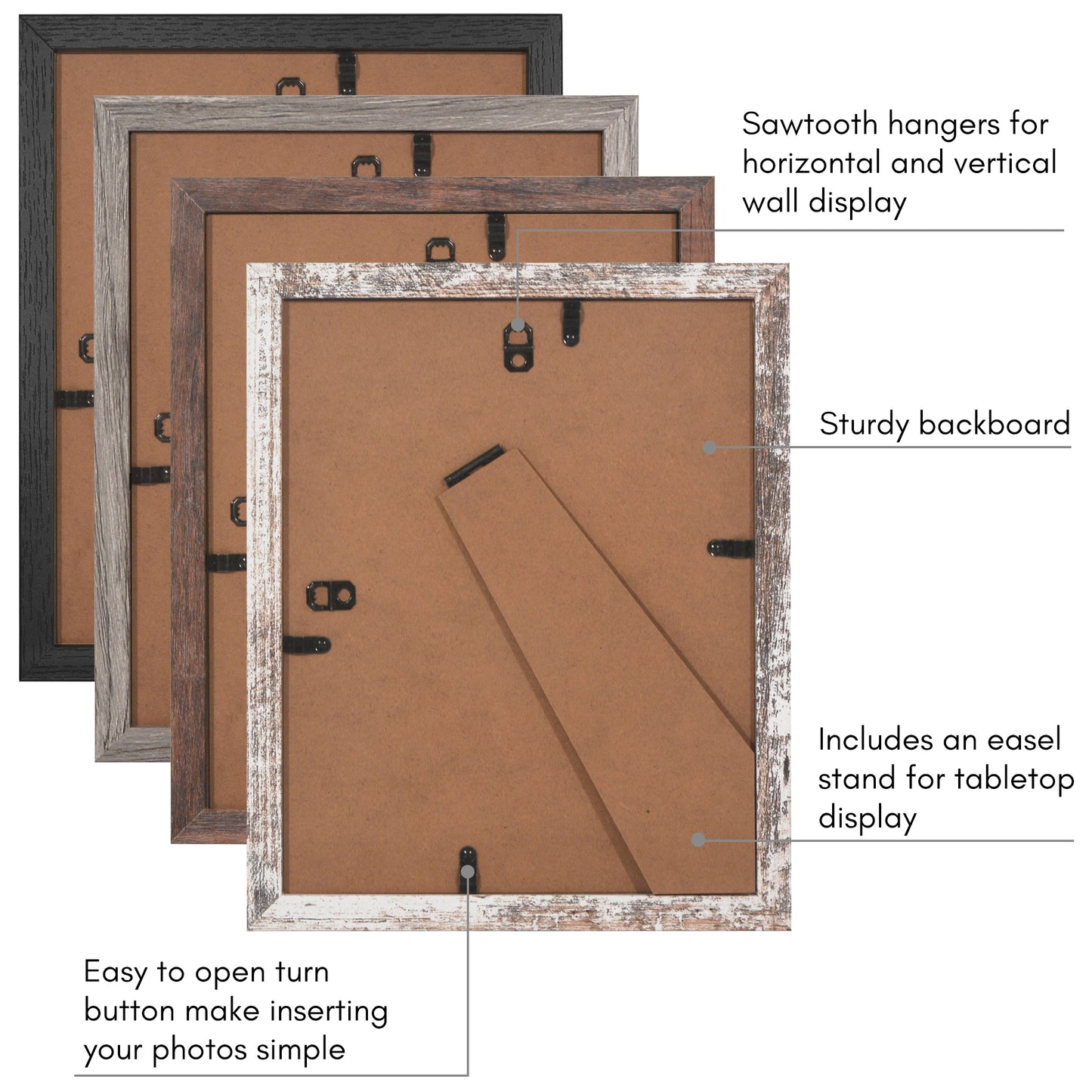 Collage Picture Frame | Set of 4 | Shatter-Resistant | With Mat | Multi-Wood Finish - Americanflat