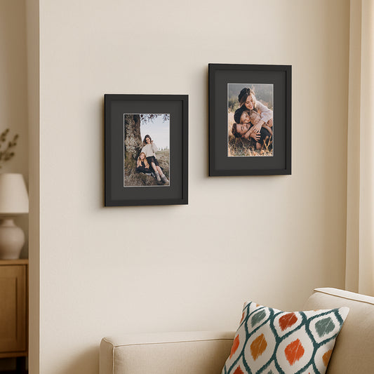 Americanflat Picture Frame | Black Mat and White Trim | Classic Molding