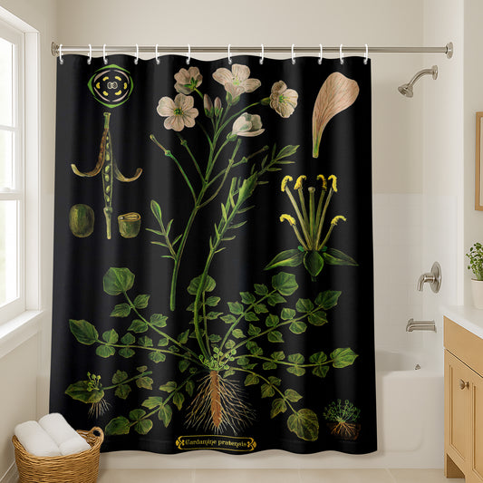 71x74 Botanical Shower Curtain with 12 Metal Grommets | Cuckoo Flower