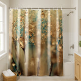 71x74 Botanical Shower Curtain with 12 Metal Grommets | Droplets Of Gold