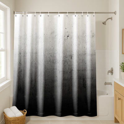 71x74 Abstract Shower Curtain with 12 Metal Grommets | Ombre — 71 x 74 / Black