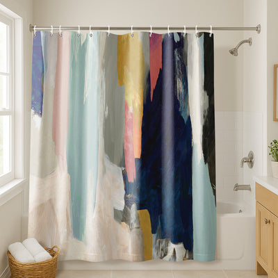 71x74 Abstract Shower Curtain with 12 Metal Grommets | Somber — 71 x 74