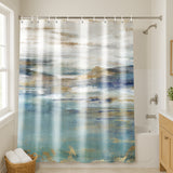 71x74 Abstract Shower Curtain with 12 Metal Grommets | Landscape-Inspired Design